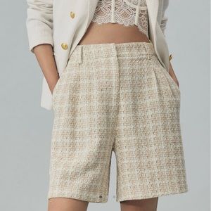 Anthropologie Avec Les Filles tweed pleated shorts